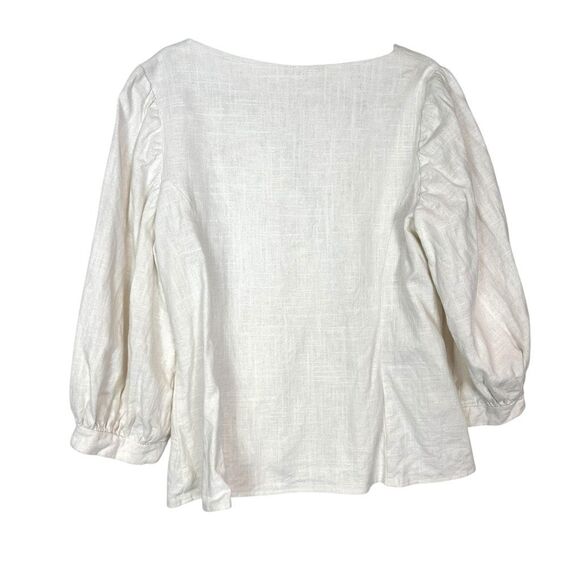 Sonja Wilson Blouse Jacket Women Large White V-Neck Button Up Pearl Button Puff - Picture 5 of 16